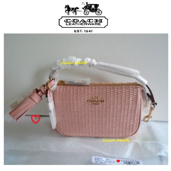 NWT Coach Straw and Leather Nolita 15 in Shell Pink - Picture 1 of 11